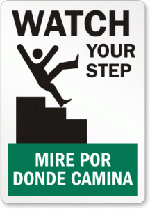 Bilingual Trip Fall Sign