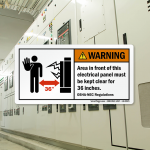 What is the minimum clearance required around electrical panels?